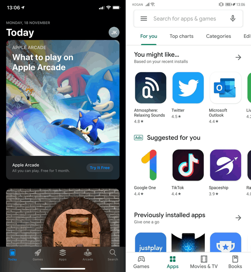 The Apple App Store and Google Play Store